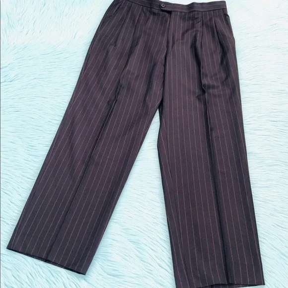 Hickey Freeman Classic Fit Brown Pin Stripe Wool Suit